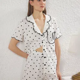 Trendyol Women Printed Pure Cotton Night suit-picture-34