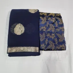 DURGA EMPORIO Woven Design Pure Georgette Saree With Blouse Piece-picture-48