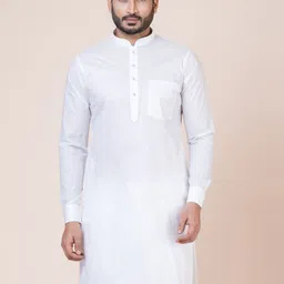 Nawaz's Kurta Cotton Mandarin Collar Straight Kurtas-image-6