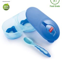 Babyhug Compartment Feeding Bowl With Lid & Spoon Blue - 220 ml-24