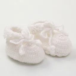 MayRa Knits Pearls Embellished Booties - White-picture-2