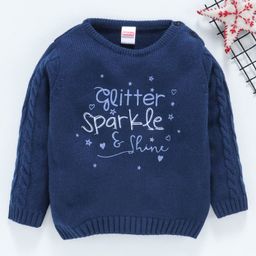 Babyhug Full Sleeves Sweater Glitter & Sparkle Print - Navy Blue-image-39