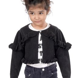 Babyoye Full Sleeves Ruffled Shrug - Black-image-36