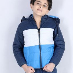 Pine Kids Full Sleeves Striped Padded Jacket - Blue-picture-17