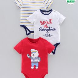 Babyoye Bio-Wash Half Sleeves Onesies Pack of 3 - Multicolor-image-56