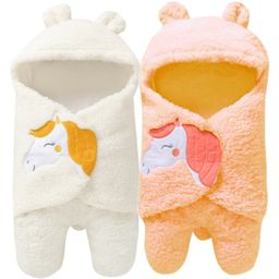Brandonn Flannel Hooded Wearable Blanket Unicorn Patch Pack of 2 - White Peach-image-88