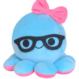 Ultra Plush Octopus with Spectacles Soft Toy Blue - Height 18 cm-picture-1