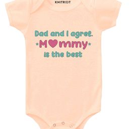KNITROOT Half Sleeves Mommy Is The Best Print Onesie - Peach-image-83