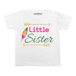 KNITROOT Half Sleeves Little Sister Printed Tee - White-picture-1