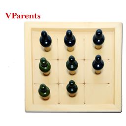 VParents Wooden Peg Doll Tic Tac Toe Board - Off White Green-13