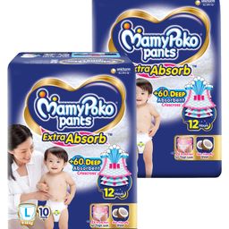 MamyPoko Extra Absorb Pant Style Diapers Large - 10 Pieces - (Pack of 2)-image-88