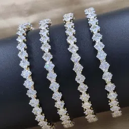 AARNAA Set Of 4 Gold-Plated American Diamond-Studded Bangles-34