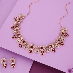 Anouk Gold-Plated Artificial Stone-Studded Necklace And Earrings-image-80