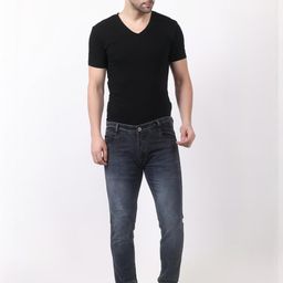 Men Stretchable High-Rise Black Denim Jeans-image-7