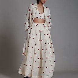 MATI Quirky Printed Linen Lehenga Choli-18