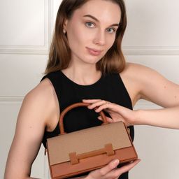Flingo Chic Tan Women PU Structured Handheld Bag-37