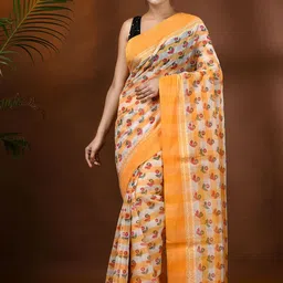 DESH BIDESH Women Floral Pure Cotton Block Print Saree-image-69