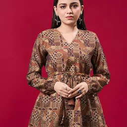 BANJANAN Women Ethnic Motifs Printed Cinched Waist Top-picture-11