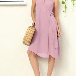DressBerry Glamorous Comfort Self-Designed A-line Dress with Belted Hoop-image-56