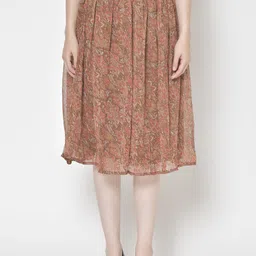 Moda Rapido Printed Flared Midi Skirts-image-24