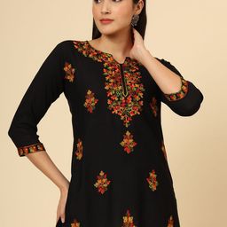 HERE&NOW Floral Embroidered Thread Work Thread Work Kurti-image-52