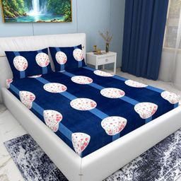 EXFAB Pink & Blue Floral Printed Cotton 240 TC King Bedsheet Set-image-20
