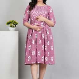 HETSA Women Floral Printed Maternity Anarkali Kurta-image-96