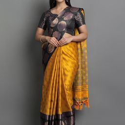 VILLAGIUS Woven Design Zari Ikat Saree-image-32