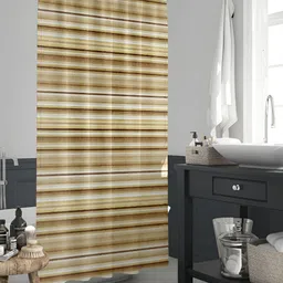 ArtzFolio Brown & Beige Striped Waterproof Shower Curtain-image-66