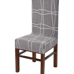 Yellow Weaves Grey & White Printed Chair Cover-image-70