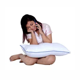 Siroki Bond Blue & White Polyester Breathable Rectangular Sleep Pillow-17