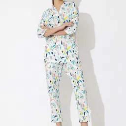 Anushil Mandarin Collar Printed Tunic With Trousers-image-48
