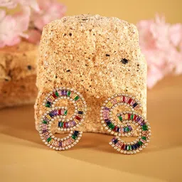StyleCast Gold-Plated Rhinestone Studded Contemporary Studs-picture-25