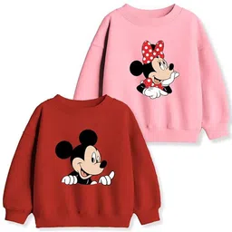 x2o Pack Of 2 Kids Mickey & Minnie Printed Cotton Sweatshirt-picture-18