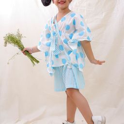 BownBee Girls Polka Dot Printed V-Neck Pure Cotton Kaftan With Shorts-image-73