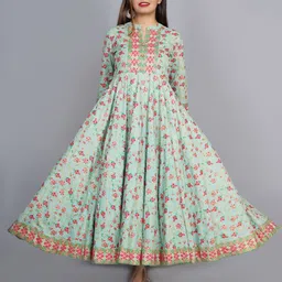 Sa Rasa Women Floral Printed Mirror Work Floral Anarkali Kurta-picture-24