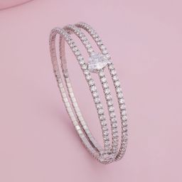 Kushal's Fashion Jewellery Rhodium-Plated Zircon-Studded Party Kada Bracelet-picture-48