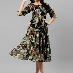 Moda Rapido Georgette Fit & Flare Dress-image-91
