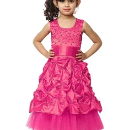 Shahina Fashion Girls' Pink Satin Long Princess Dress-picture-47