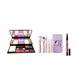 skrynnzer Set Of 9 Makeup Kit & Brush Set With 36Hr Waterproof Eyeliner-Black-36