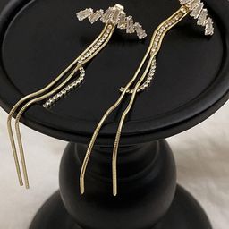Vembley Gold-Plated Cubic Zirconia Alloy Drop Earrings-picture-11