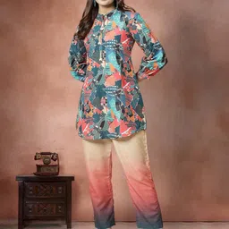 all about you Printed Tunic with Trouser Co-ords-36