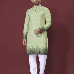 PulseIQ Men Ethnic Motifs Embroidered Thread Work Kurta-image-48