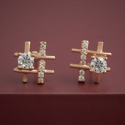 Kushal's Fashion Jewellery 92.5Silver Rose Gold-Plated Stone Studded Studs-image-94