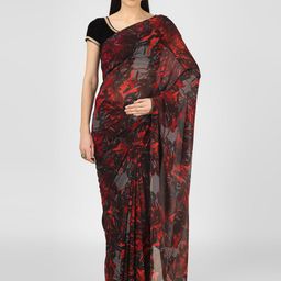MISS HAUTE Abstract Printed Pure Georgette Saree-picture-17