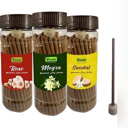 vidhan Brown & Yellow 3 Pieces Organic Charcoal Free Wooden Incense Sticks-5
