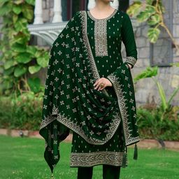 kalini Embroidered kurta with pant & Embroidered Dupatta-picture-43