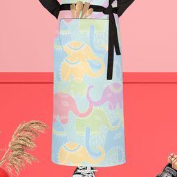 ArtzFolio Yellow & Blue Printed Cotton Waist Apron-image-97
