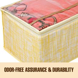 Kuber Industries Yellow Pack of 3 Jute-Printed With Top Visible Window Organisers image 4