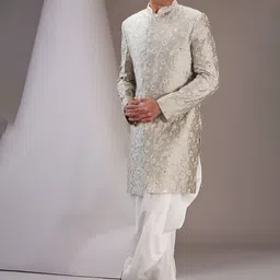 sven suits Men Self Design Indowestern Set-picture-19